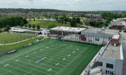 Football field and academic buildings at Stevenson University