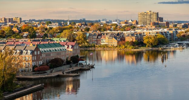 Waterfront of city of Alexandria in Virginia