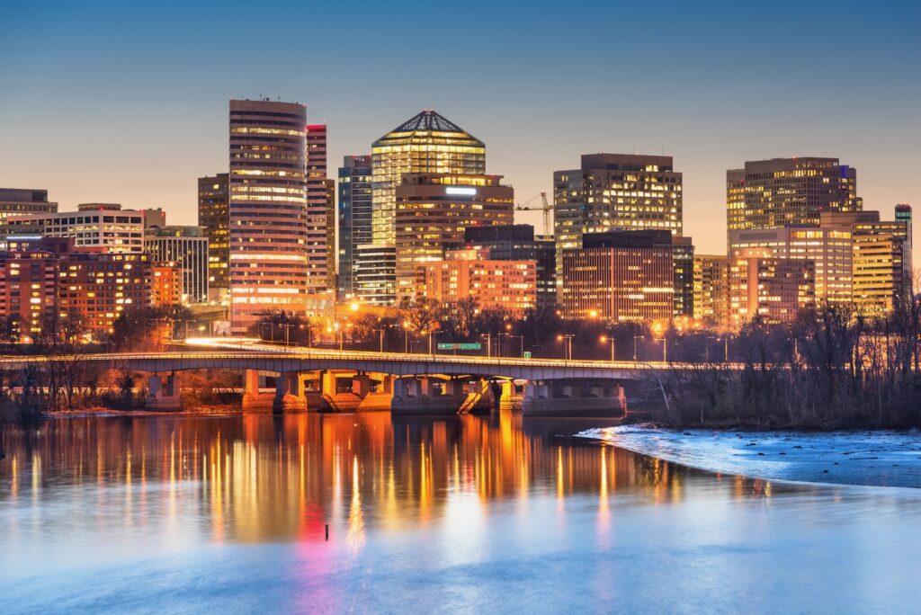 moving company Arlington, Virginia, USA Cityscape at Dusk