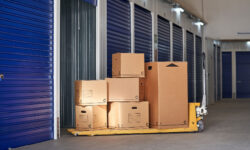 moving boxes at storage facility